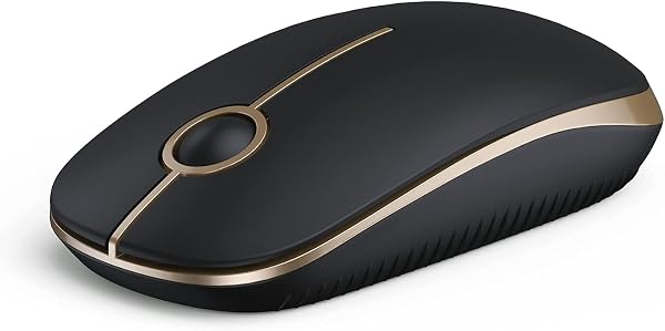 VssoPlor Wireless Mouse, 2.4G Slim Computer Laptop Mouse, Black and Gold