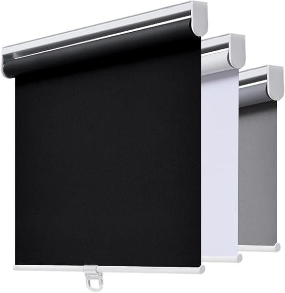 AOSKY Blackout Cordless Roller Shade for Indoor Windows, 15"W X 64"H, Black