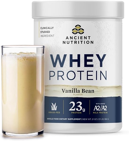 Ancient Nutrition Grass Fed Whey Protein, Collagen Peptides, Vanilla