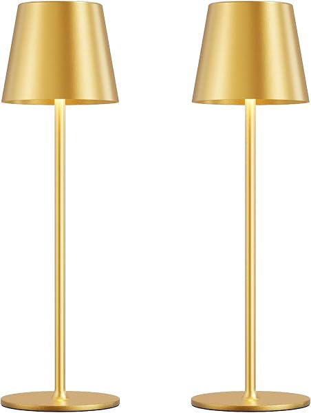 Cordless Table Lamp Rechargeable Gold - KK 2 Pack 5000mAH Battery Operated…