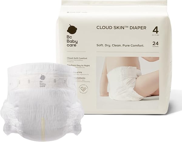 Bc Babycare Cloud Skin Baby Diapers, Size 4 (22-37 Lbs), 24Count – Ultra Soft…