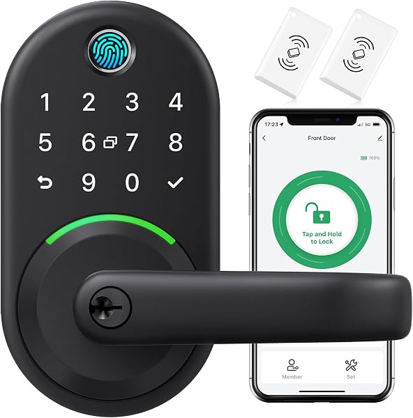 Smart Door Handle Lock with Keypad, Yamiry Fingerprint Knob for Front Door