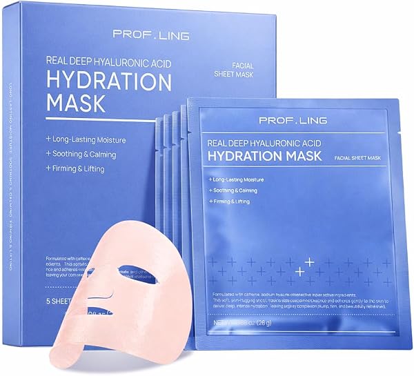 Real Deep Hyaluronic Acid Face Mask, Deep Hydrating & Moisturizing Sheet Mask…