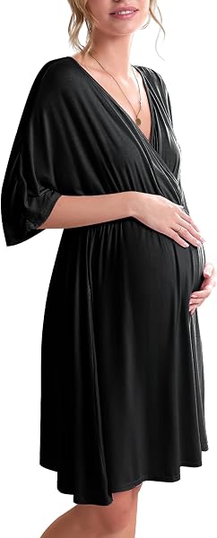 Ekouaer 3 in 1 Labor/Delivery/Hospital Gown Maternity Nursing Nightgown