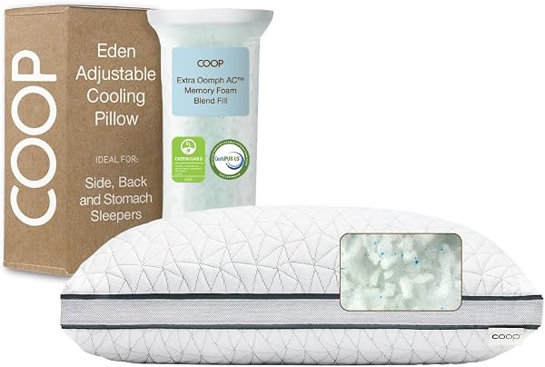 Coop Home Goods Eden Cool Adjustable Pillow, King Size - Adjustable Memory…