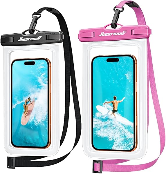 Hiearcool Waterproof Phone Pouch, Waterproof Phone Case, Pink&Black 2-Pack