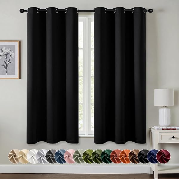 MIULEE Blackout Curtains for Bedroom 2 Panels 29 X 40 Inch Long Black