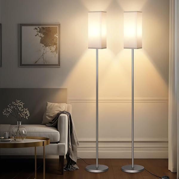2Pack Floor Lamp, Pole with Foot Switch, Modern Standing Lamp Lamp…