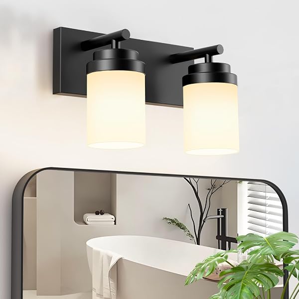 IZORRO Bathroom Vanity Light Fixture, 2-Light 15 Inch Matte Black Bathroom…