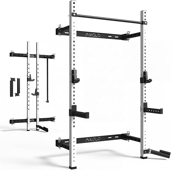 Mikolo 2" X 2" Folding Wall Mounted Squat Rack, 1000 Pounds Capacity Power…