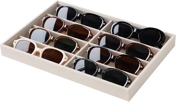 Stratalife 8 Grid Velvet Jewelry Organizer Tray, 13.8" X 9.4" X 1.2"