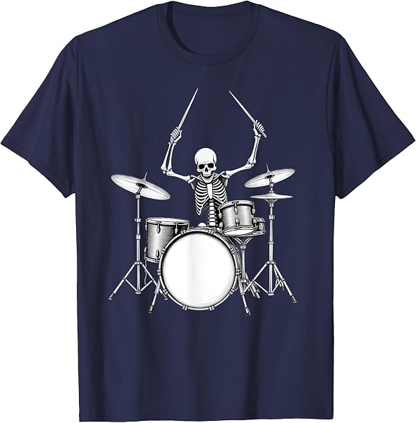 Rock N Roll Drummer Skeleton Playing Drums T-Shirt