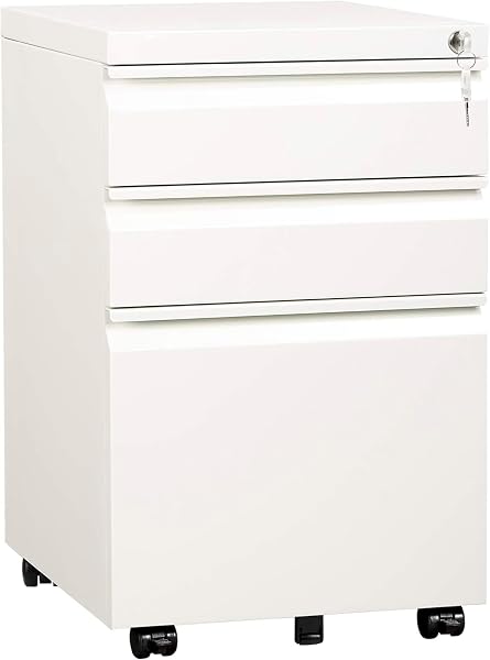 Mount-It! 3 Drawer File Cabinet with Lock and Wheels, under Desk Storage…