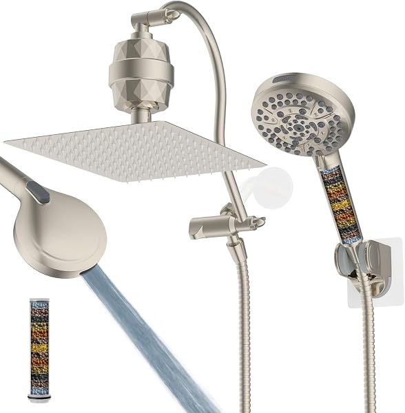 Hibbent All Metal 12'' Filtered Rainfall Shower Head Combo, High Pressure…