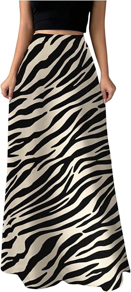 Floerns Women's Elegant Zebra Print Maxi Skirt Graphic Going Out Long Skirts