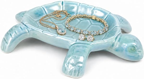 Ring Holder Ceramic Turtle Jewelry Dish,Trinket Tray for Rings Earrings…