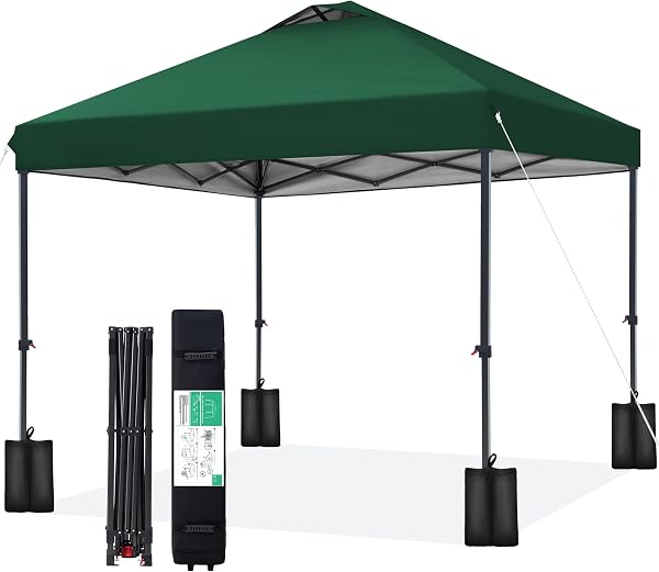 JEAREY 10x10 Pop Up Canopy Tent, Easy Up Outdoor Market Canopy, Dark-Green