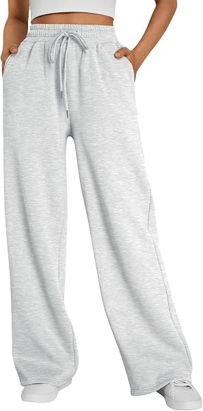 Trendy Queen Womens Wide Leg Fleece Lined Sweatpants