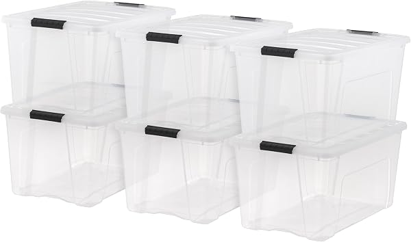 IRIS USA 6-Pack 72 Quart Storage Bins with Lids, Clear