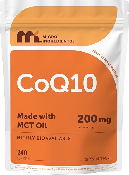 Micro Ingredients CoQ10 200mg per Serving, 240 Softgels | Made with Coconut…