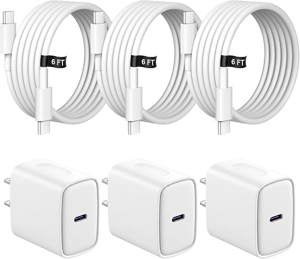 iPhone 18 17 16 15 Charger Fast Charging 3 Pack USB C Charger Block