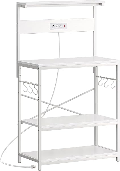 SUPERJARE Bakers Rack with Power Outlets, Microwave Stand, 31.5 X 16.5 Inch…