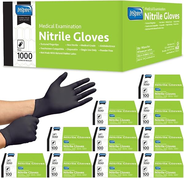 Inspire Black Nitrile Gloves | the ORIGINAL Quality Black Gloves Disposable…