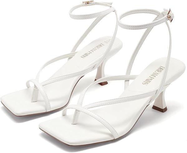DREAM PAIRS Women's Dressy Thong Kitten Heel Sandals