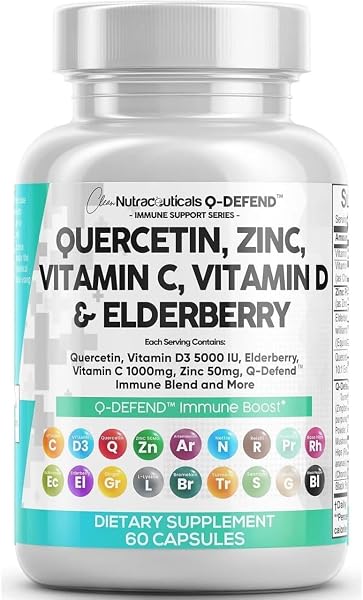 Q Defend Quercetin Supplement with Zinc Vitamin C Vitamin D Elderberry…