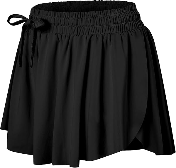 Wsirmet Butterfly Shorts for Women 2 in 1 Flowy Athletic Skorts with Pocket