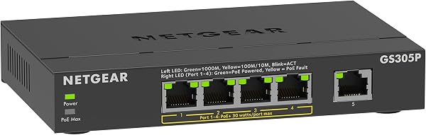 NETGEAR 5-Port PoE Gigabit Ethernet Unmanaged Essentials Switch (GS305P)
