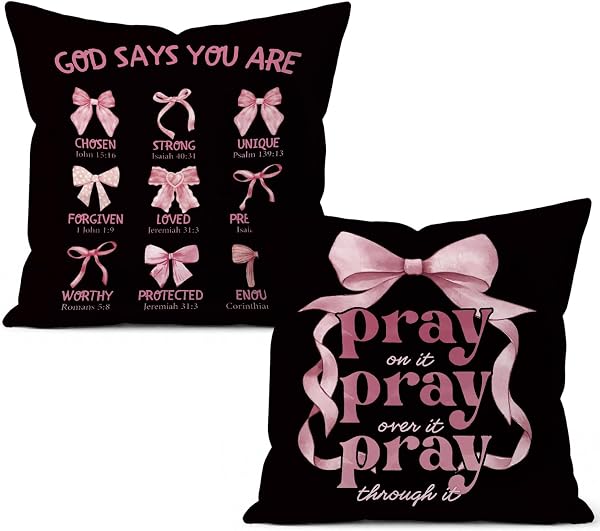 Black and Pink Room Decor Pillow Cover 18x18 Set of 2