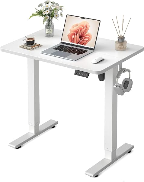 FEZIBO Standing Desk 32 × 19 Inch Electric Height Adjustable, White