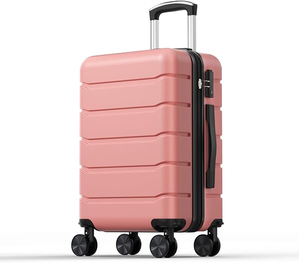 NEWBULIG 20 Inch Carry on Luggage, Hard Shell Suitcase, Pink