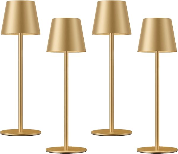 Kakanuo Cordless Table Lamp Rechargeable Gold - 4 Pack Battery Operated Lamp…