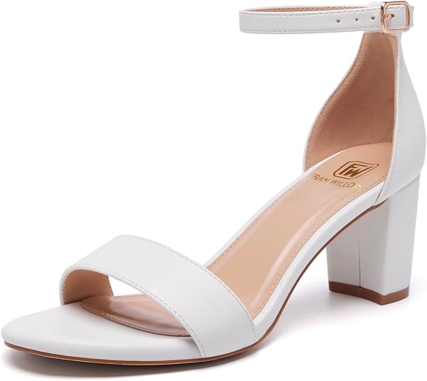 FW FRAN WILLOR Women Open Toe Low Chunky Short Heels Block Heel Sandals
