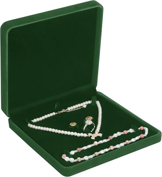 KUKUVR Large Velvet Jewelry Necklace Set Box, Elegant Gift Box for Necklaces…