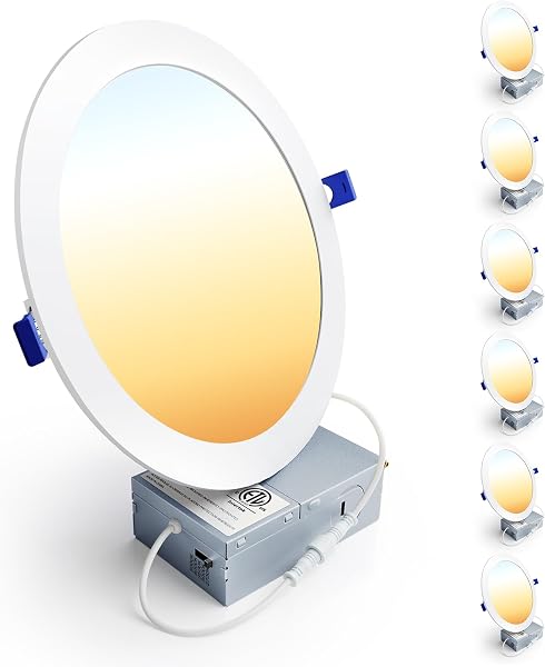Ensenior 6 Pack 8 Inch LED Recessed Light, 5CCT Dimmable Canless Wafer