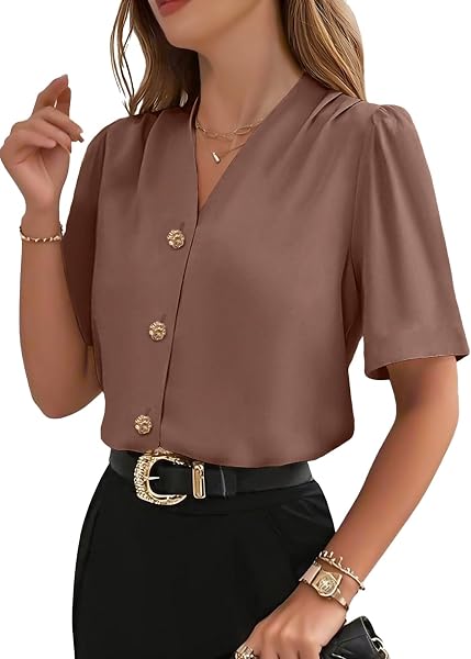 EVALESS Business Casual Tops for Women Button Down Shirts