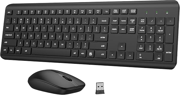 Wireless Keyboard and Mouse Combo, Full-Size Silent Ergonomic Keyboard and…