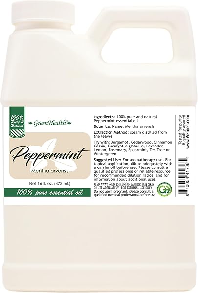 GreenHealth Peppermint Essential Oil – 16 Fl Oz | 100% Pure & Uncut…