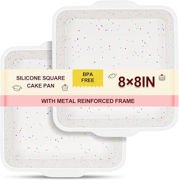CAKETIME Non-Stick Silicone Square Brownie Pan with Metal Reinforced Frame…