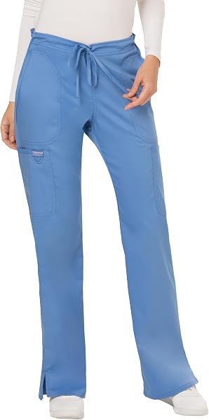 Cherokee Scrub Pants for Women Mid Rise Flare Yoga Scrubs Pant, 2-Way Stretch…