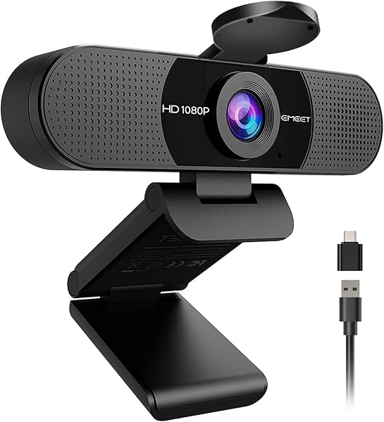 EMEET C960 1080P Webcam with Microphone, 2 Mics, 90° FOV, Computer Camera