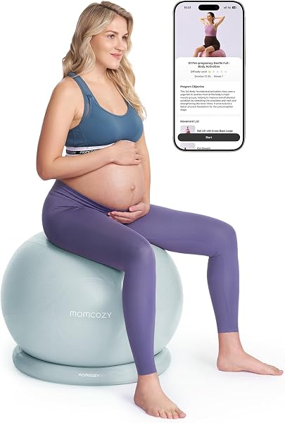 Momcozy BirthEase Pregnancy Ball Set, Birthing Yoga Ball with App Courses