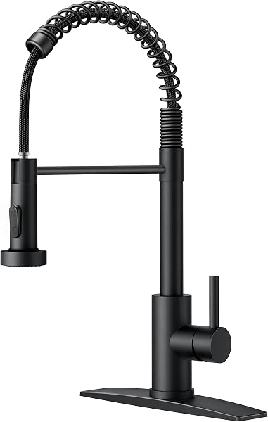 FORIOUS Black Kitchen Sink Faucet, Pull Down Sprayer, Classic High Arc