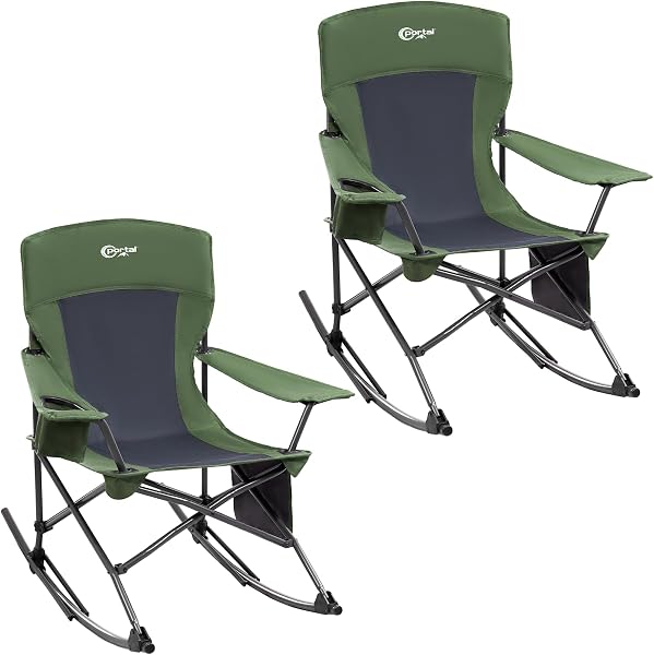 Portal Outdoor Rocking Chair Camping Folding Portable Rocker with Cup Holder…