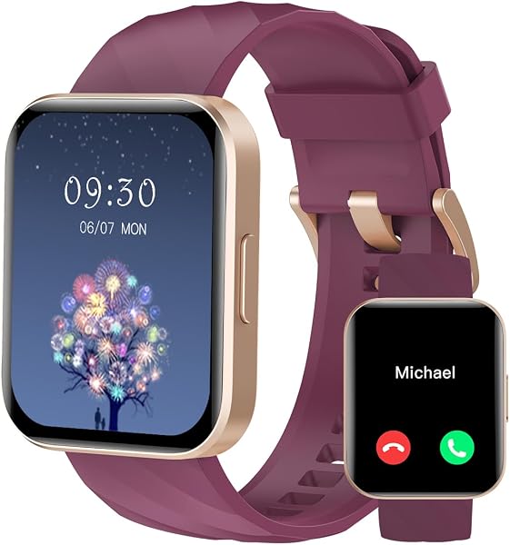 RUIMEN Smart Watches for Women, Bluetooth Calls, Fitness Tracker Purple