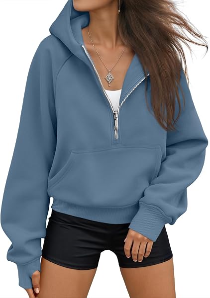 AUTOMET Womens Hoodies Half Zip Up Casual Comfort Fall Clothes 2026