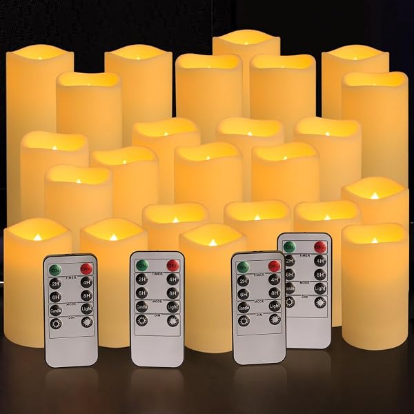 YOROXRG Set of 24 Waterproof Outdoor Flameless Candles, LED Candles with 4…